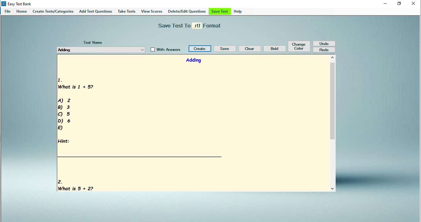 Easy Test Bank